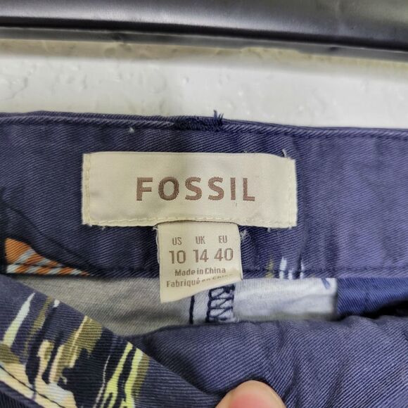 Fossil Navy Blue Tropical Hawaiian Surfer Vacation Flat Front Chino Shorts Sz 10 - Picture 5 of 8